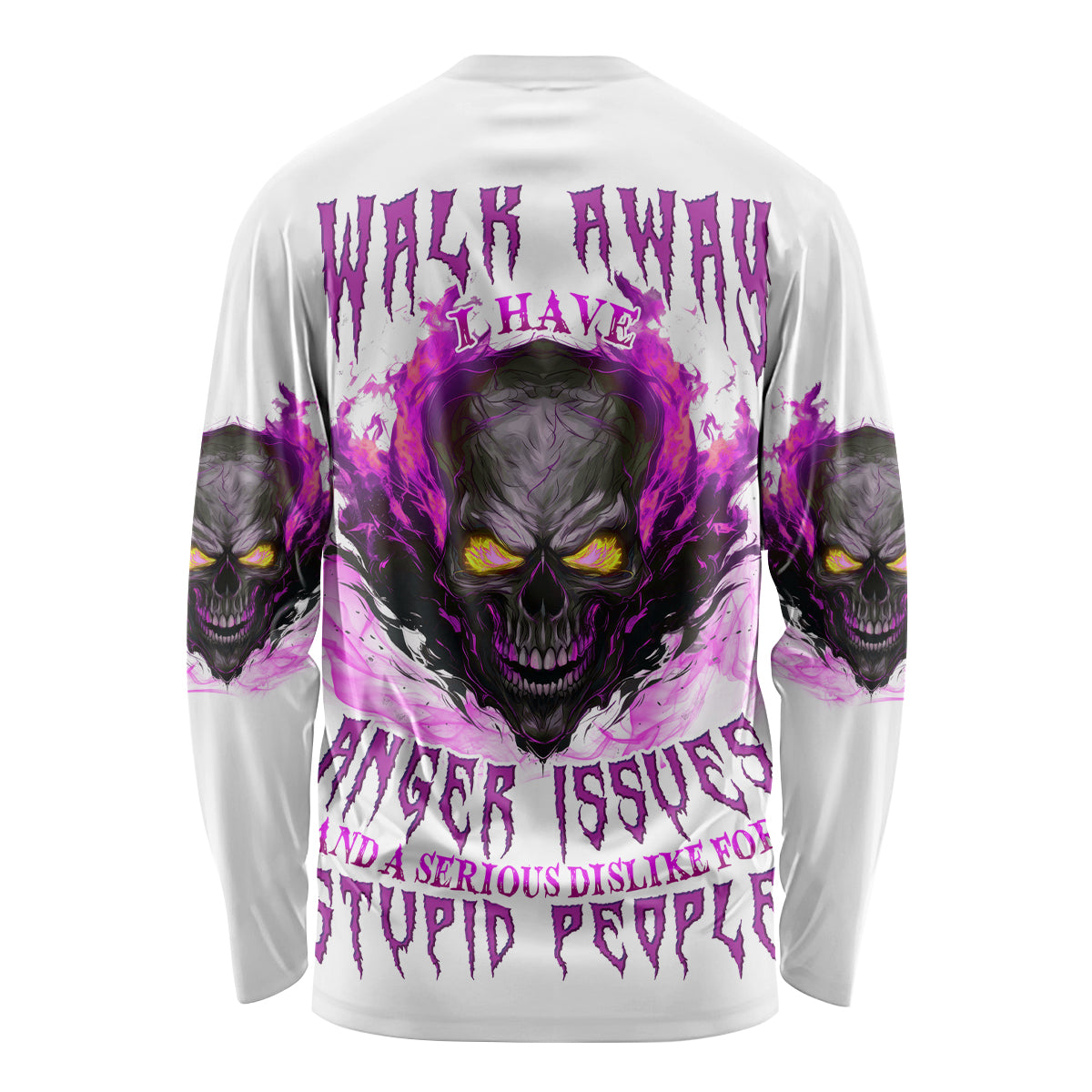 Walk Away Fire Eyes Skull Long Sleeve Shirt - Wonder Print Shop