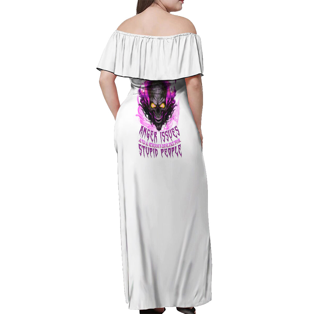 Walk Away Fire Eyes Skull Off Shoulder Maxi Dress - Wonder Print Shop