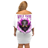 Walk Away Fire Eyes Skull Off Shoulder Short Dress - Wonder Print Shop