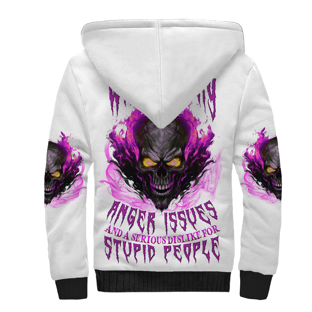 Walk Away Fire Eyes Skull Sherpa Hoodie - Wonder Print Shop