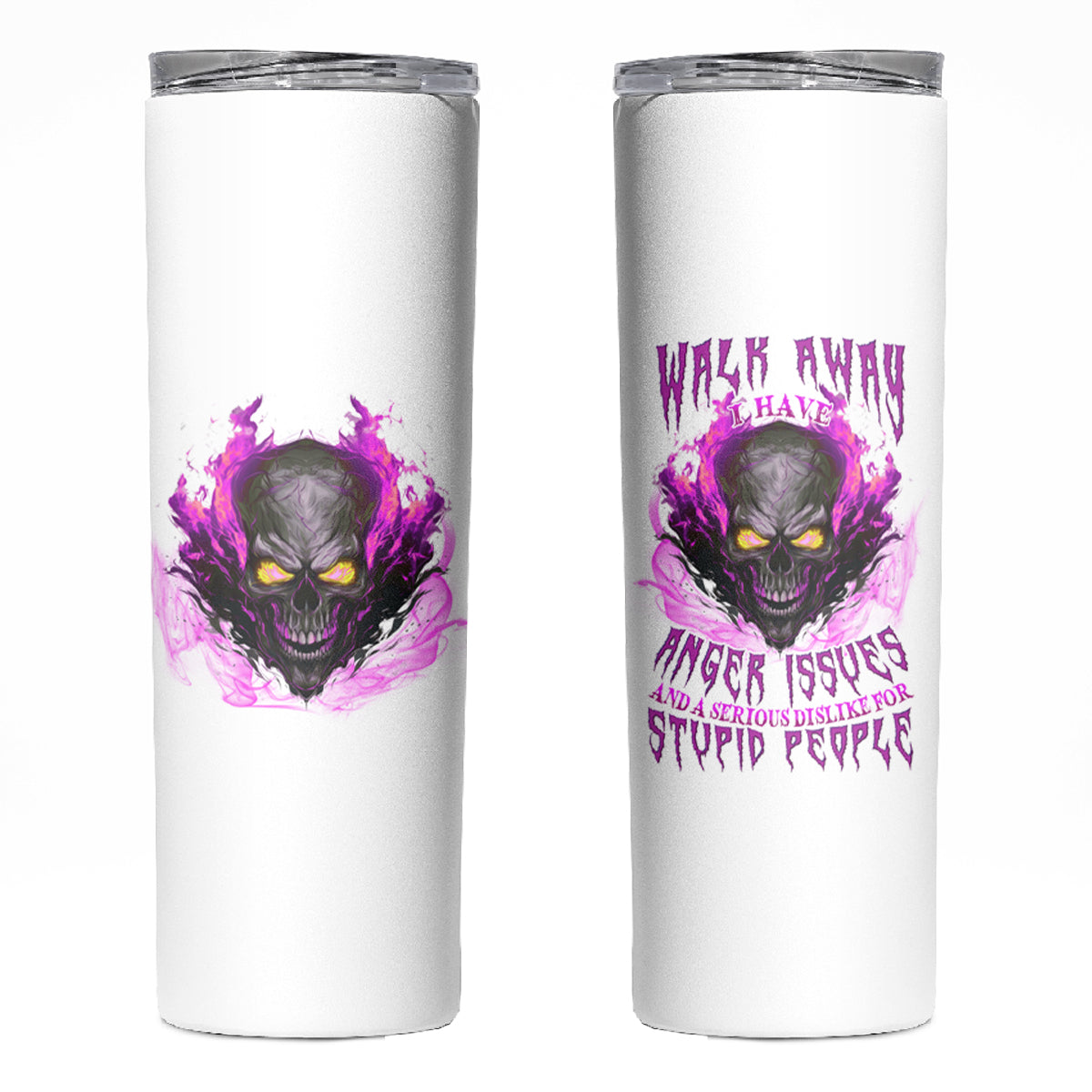 Walk Away Fire Eyes Skull Skinny Tumbler - Wonder Print Shop