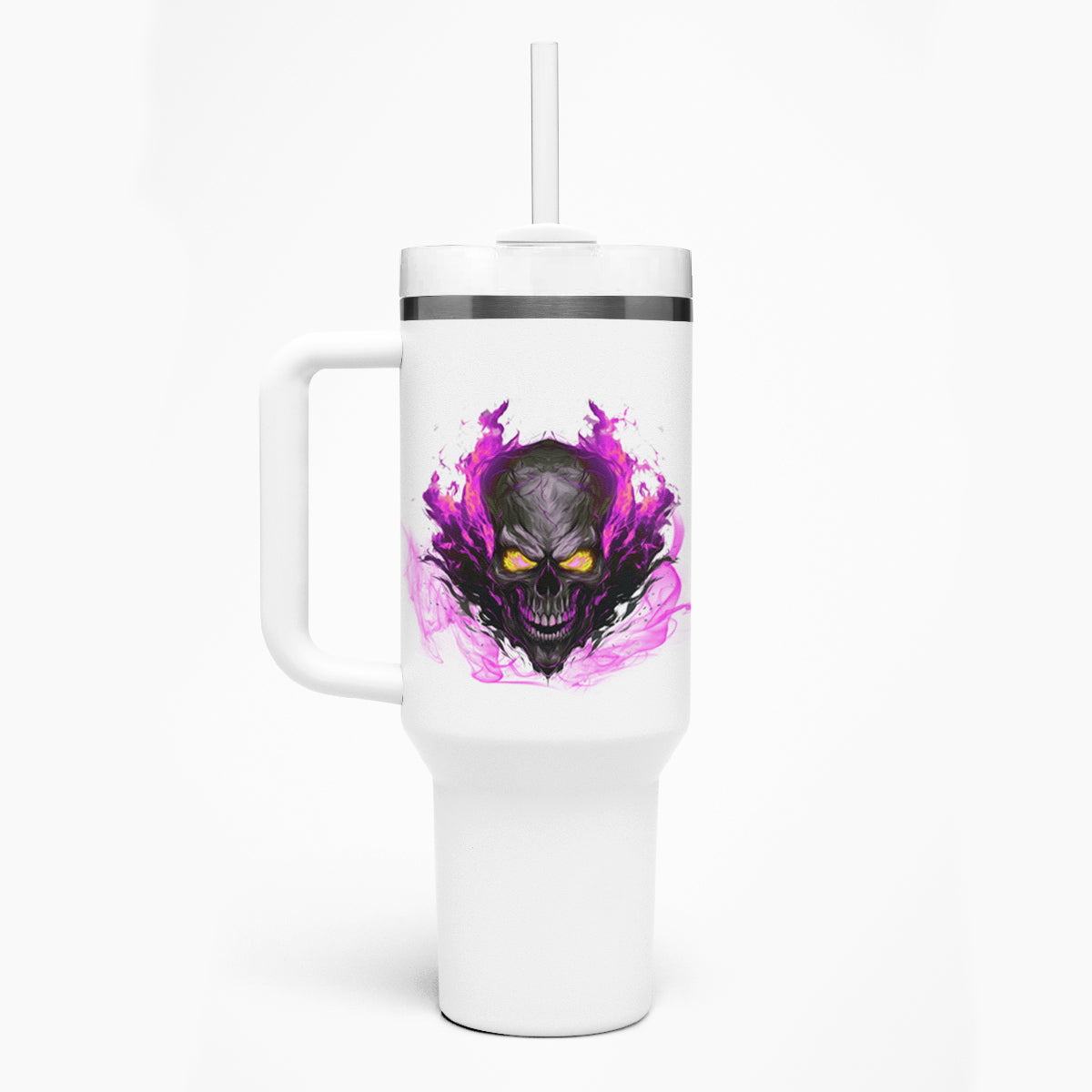 Walk Away Fire Eyes Skull Tumbler With Handle - Wonder Print Shop