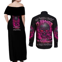 My Give A F Is Broken Couples Matching Off Shoulder Maxi Dress and Long Sleeve Button Shirt - Wonder Print Shop