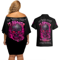 My Give A F Is Broken Couples Matching Off Shoulder Short Dress and Hawaiian Shirt - Wonder Print Shop