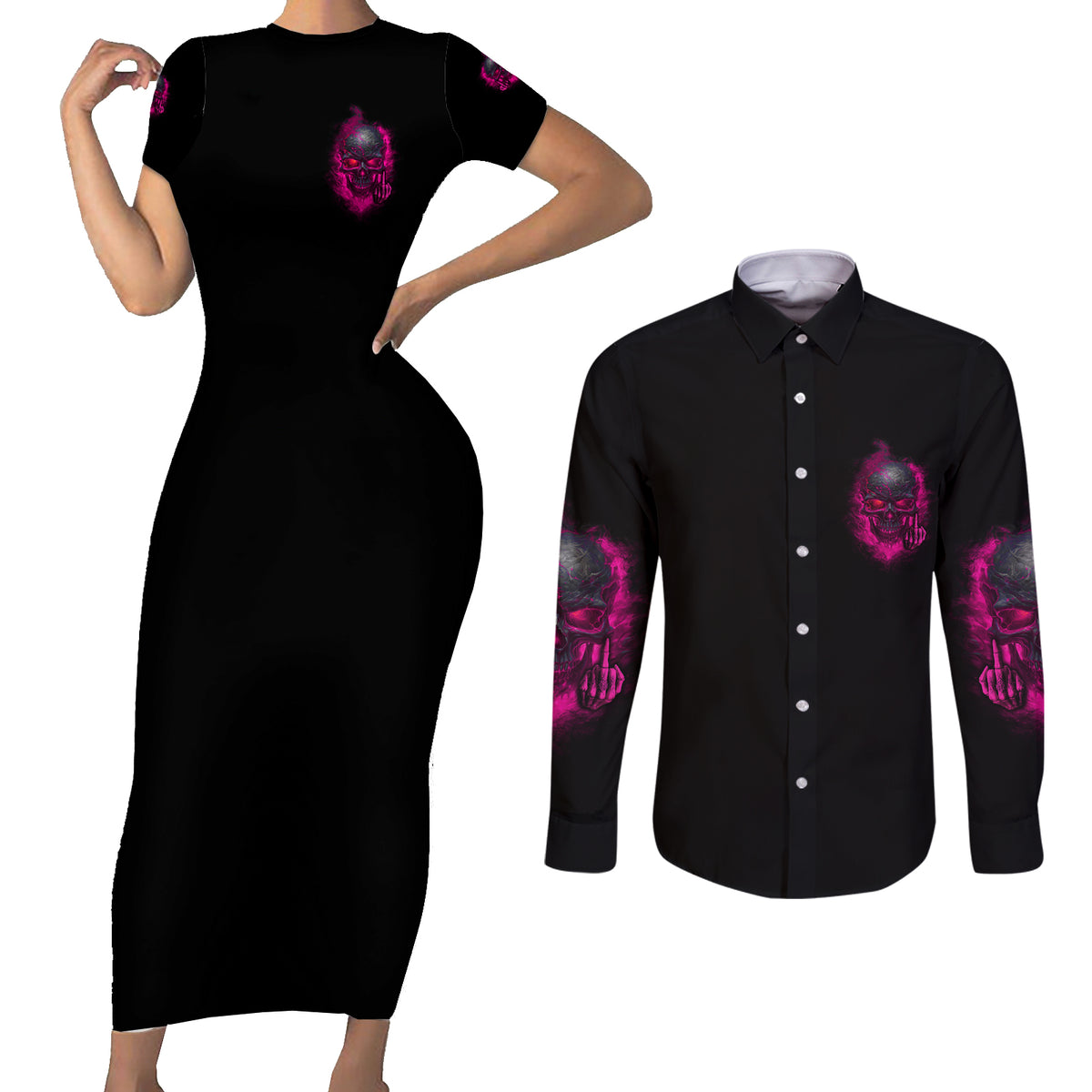 My Give A F Is Broken Couples Matching Short Sleeve Bodycon Dress and Long Sleeve Button Shirt - Wonder Print Shop