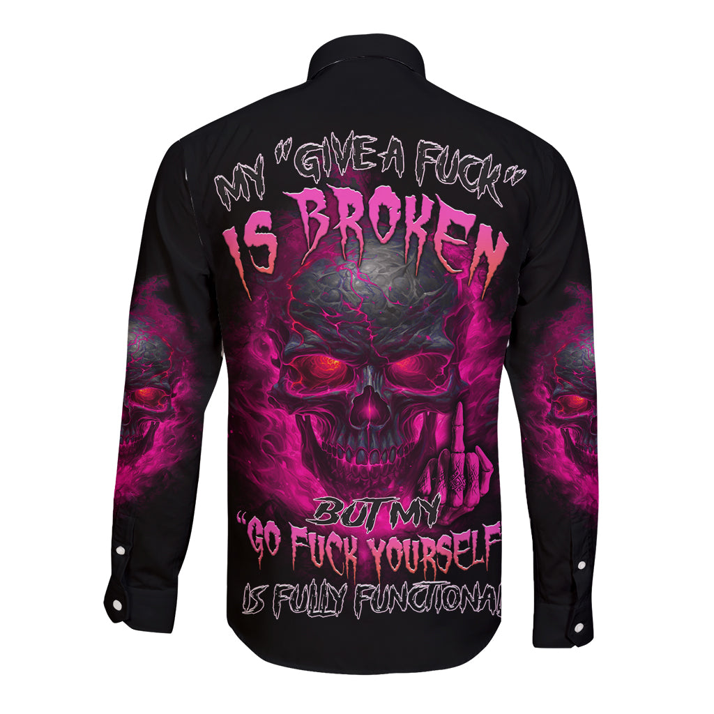 My Give A F Is Broken Long Sleeve Button Shirt - Wonder Print Shop