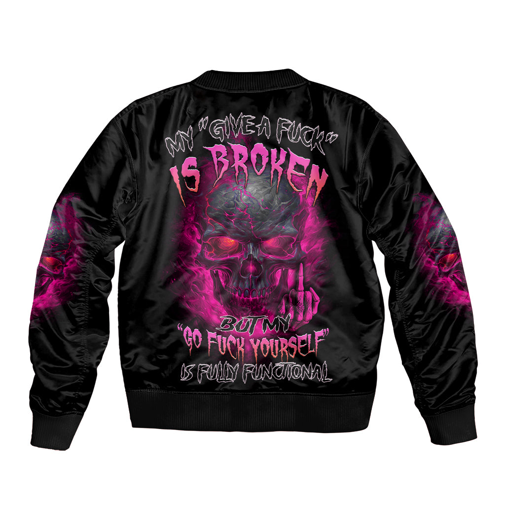 My Give A F Is Broken Sleeve Zip Bomber Jacket - Wonder Print Shop