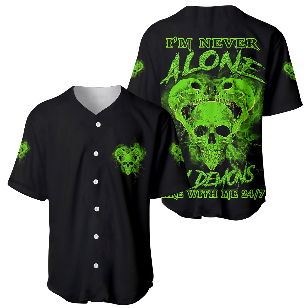 I'm Never Alone Skull Demon Baseball Jersey - Wonder Print Shop