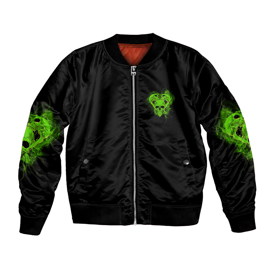 I'm Never Alone Skull Demon Bomber Jacket - Wonder Print Shop