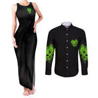 I'm Never Alone Skull Demon Couples Matching Tank Maxi Dress and Long Sleeve Button Shirt - Wonder Print Shop