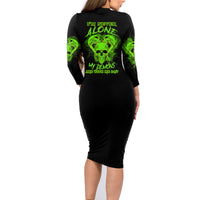 I'm Never Alone Skull Demon Family Matching Long Sleeve Bodycon Dress and Hawaiian Shirt - Wonder Print Shop