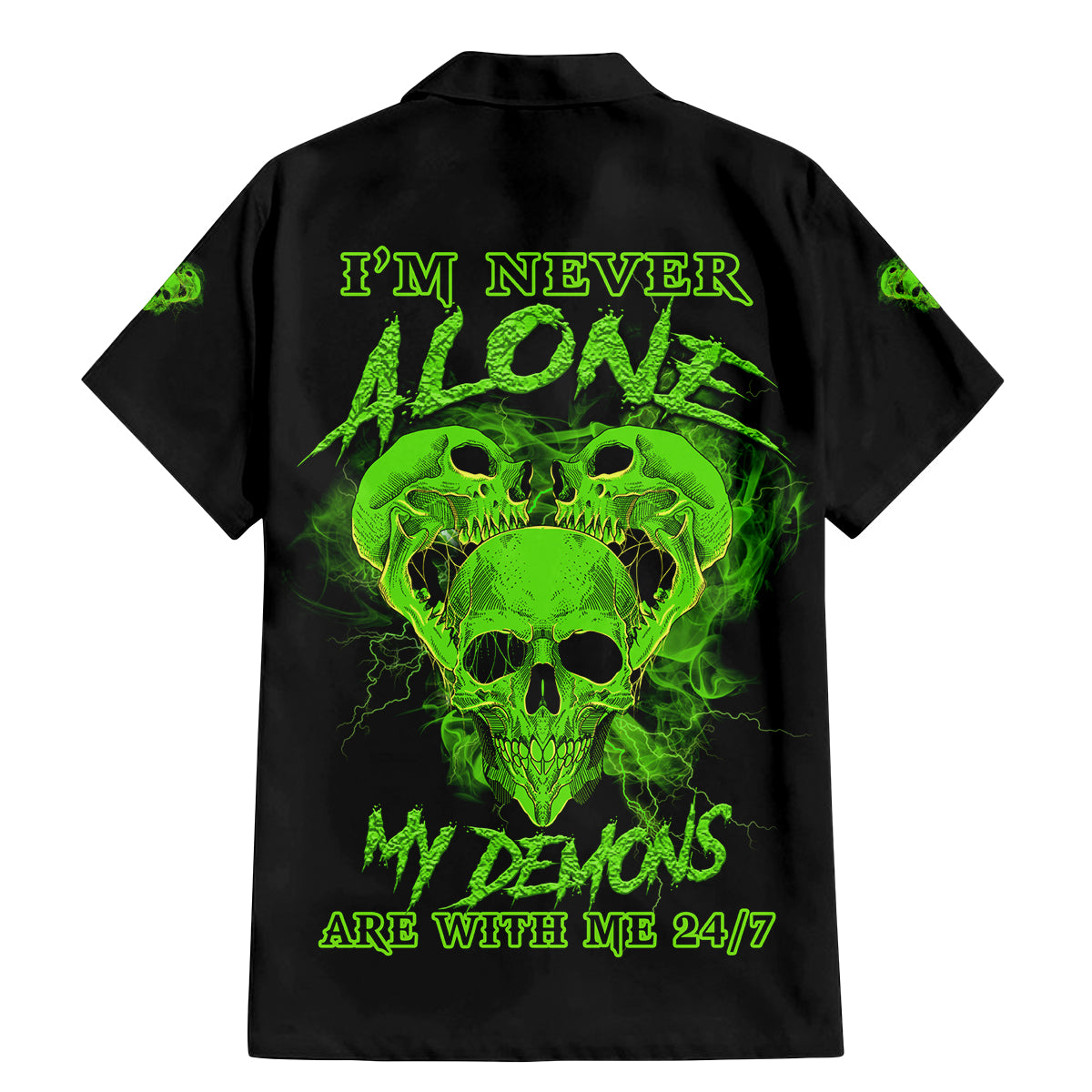 I'm Never Alone Skull Demon Family Matching Mermaid Dress and Hawaiian Shirt - Wonder Print Shop