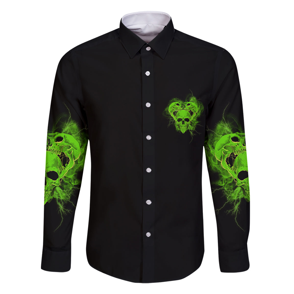 I'm Never Alone Skull Demon Family Matching Off Shoulder Long Sleeve Dress and Hawaiian Shirt - Wonder Print Shop