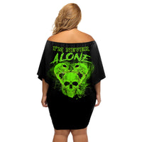I'm Never Alone Skull Demon Family Matching Off Shoulder Short Dress and Hawaiian Shirt - Wonder Print Shop
