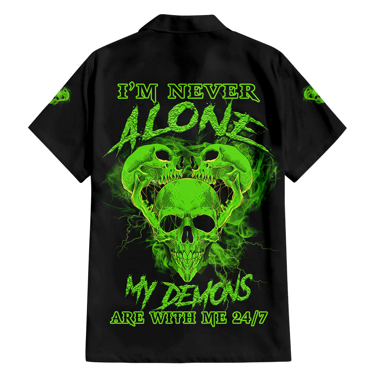 I'm Never Alone Skull Demon Family Matching Summer Maxi Dress and Hawaiian Shirt - Wonder Print Shop