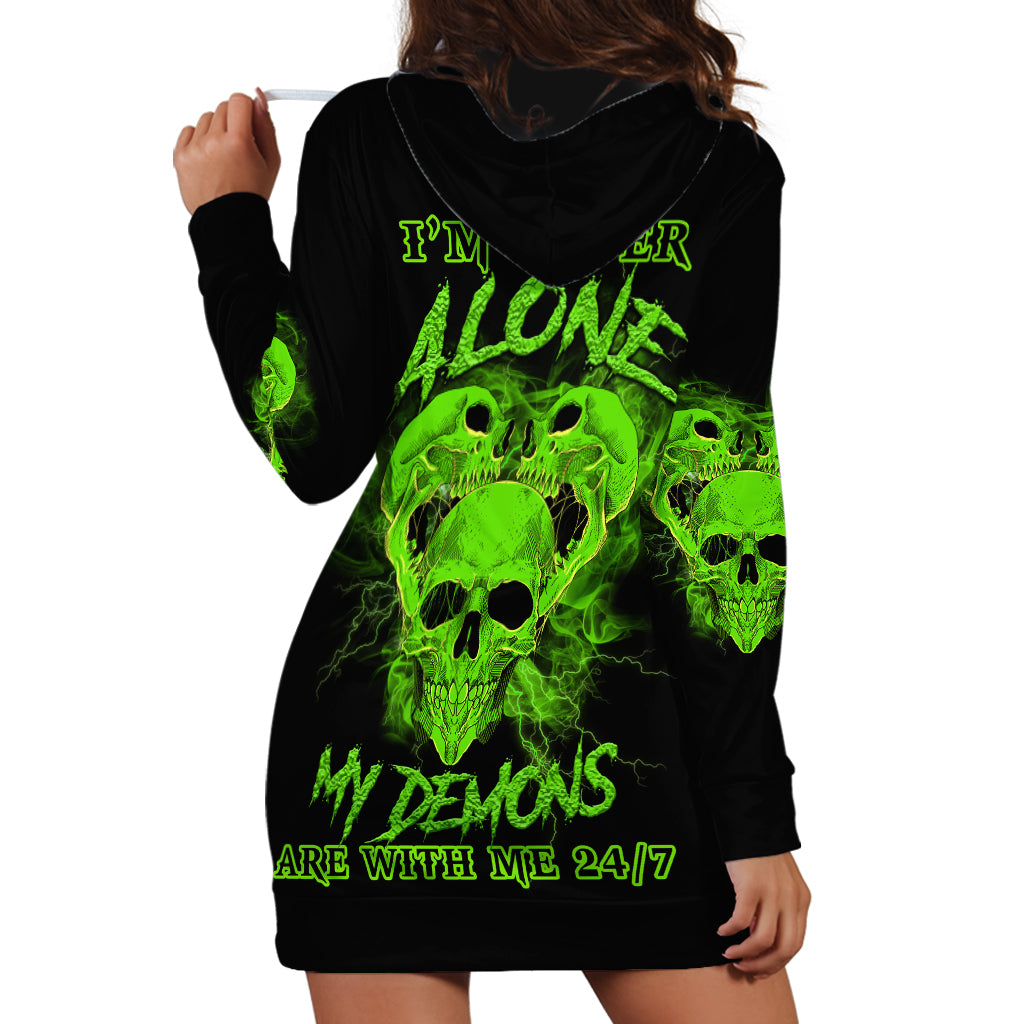 I'm Never Alone Skull Demon Hoodie Dress - Wonder Print Shop
