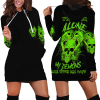 I'm Never Alone Skull Demon Hoodie Dress - Wonder Print Shop