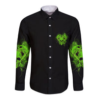 I'm Never Alone Skull Demon Long Sleeve Button Shirt - Wonder Print Shop