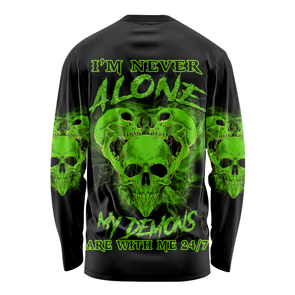 I'm Never Alone Skull Demon Long Sleeve Shirt - Wonder Print Shop