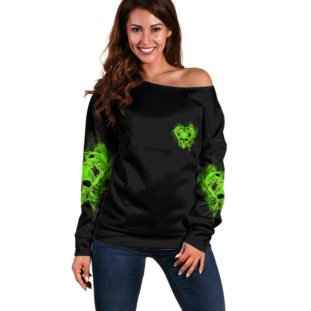 I'm Never Alone Skull Demon Off Shoulder Sweater - Wonder Print Shop
