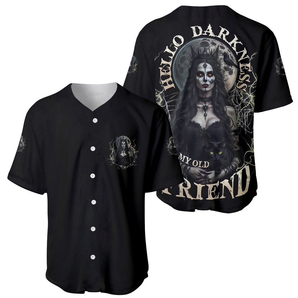 Hello Darkness My Old Friend Halloween Witch Baseball Jersey - Wonder Print Shop