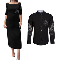 Hello Darkness My Old Friend Halloween Witch Couples Matching Puletasi Dress and Long Sleeve Button Shirt - Wonder Print Shop