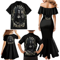 Hello Darkness My Old Friend Halloween Witch Family Matching Mermaid Dress and Hawaiian Shirt - Wonder Print Shop