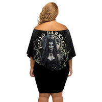 Hello Darkness My Old Friend Halloween Witch Family Matching Off Shoulder Short Dress and Hawaiian Shirt - Wonder Print Shop