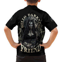 Hello Darkness My Old Friend Halloween Witch Family Matching Short Sleeve Bodycon Dress and Hawaiian Shirt - Wonder Print Shop