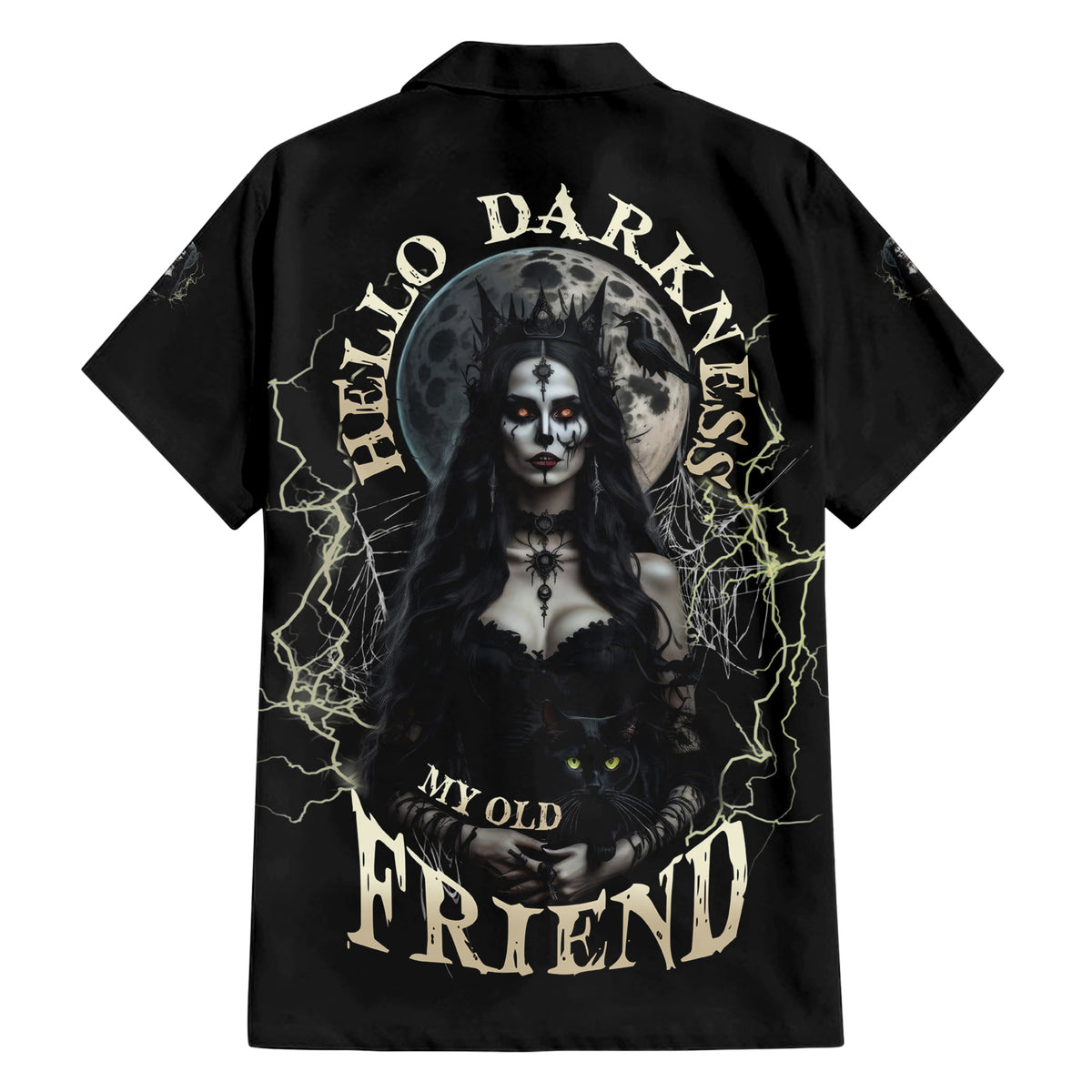 Hello Darkness My Old Friend Halloween Witch Family Matching Short Sleeve Bodycon Dress and Hawaiian Shirt - Wonder Print Shop