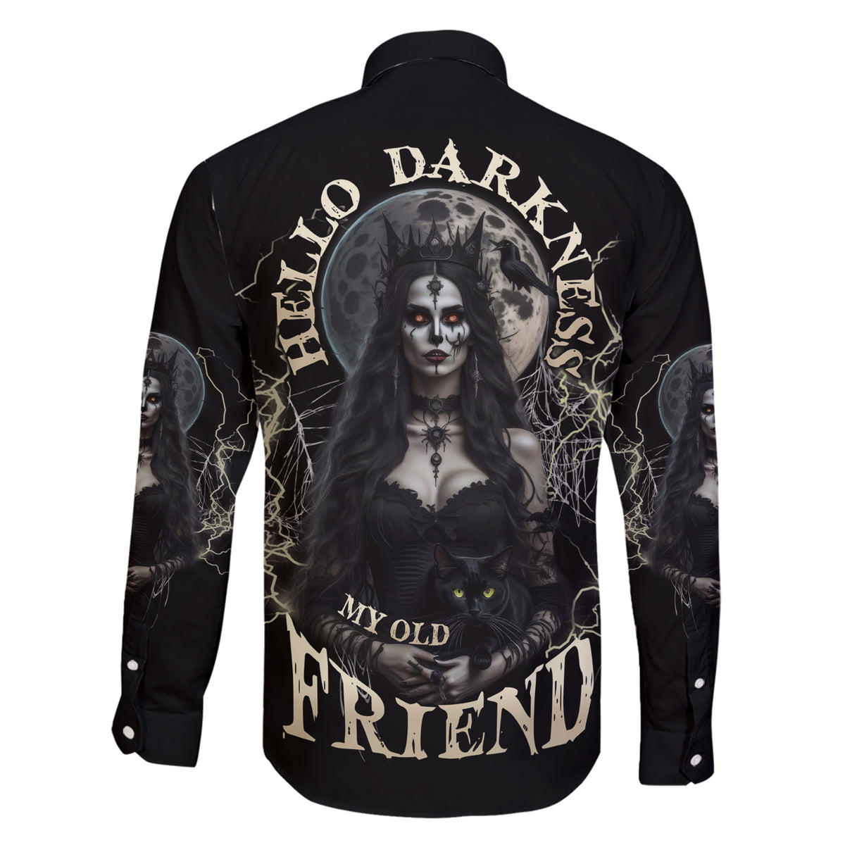 Hello Darkness My Old Friend Halloween Witch Family Matching Short Sleeve Bodycon Dress and Hawaiian Shirt - Wonder Print Shop