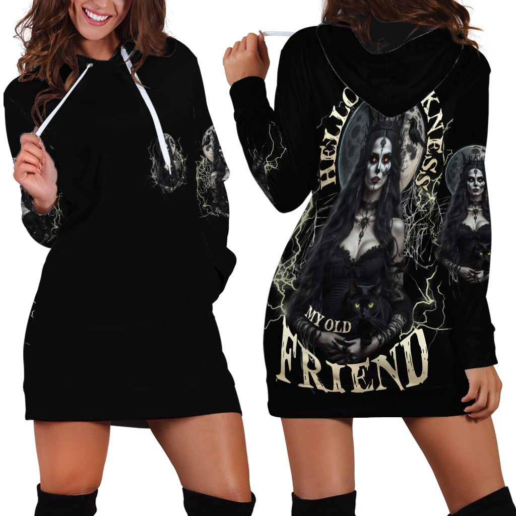 Hello Darkness My Old Friend Halloween Witch Hoodie Dress - Wonder Print Shop