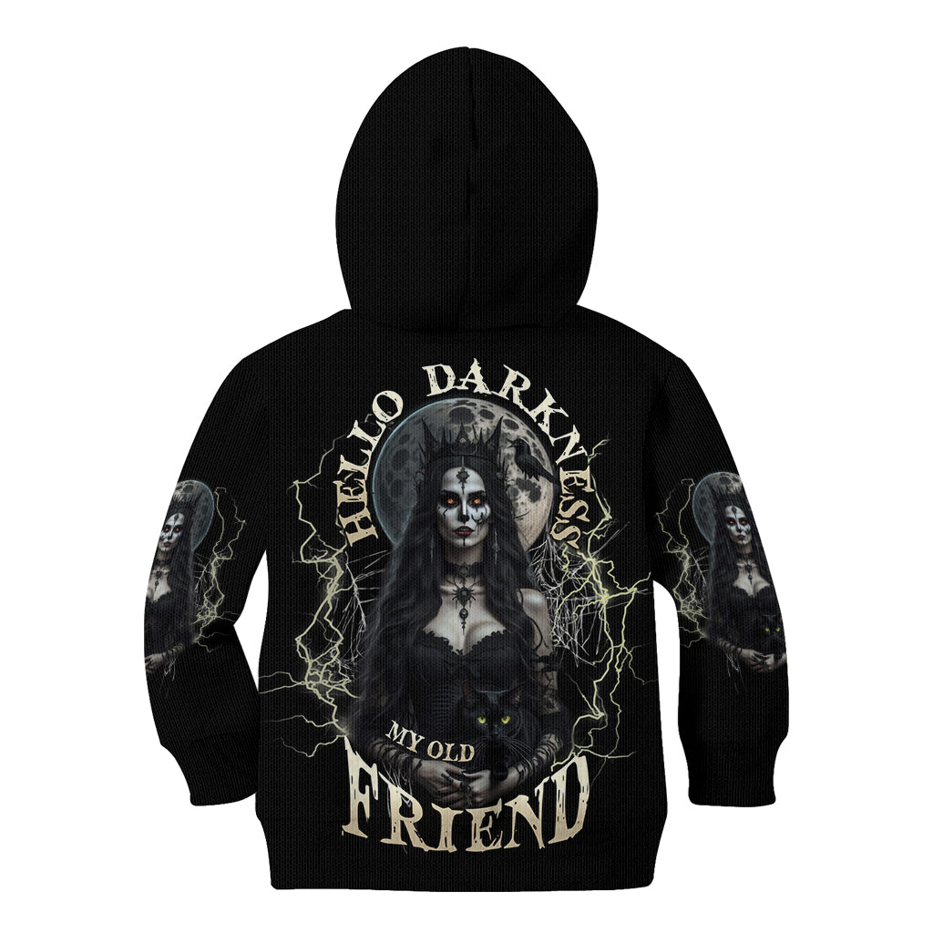 Hello Darkness My Old Friend Halloween Witch Kid Hoodie - Wonder Print Shop