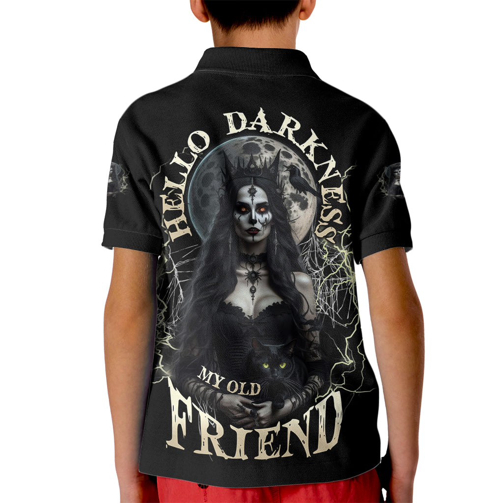 Hello Darkness My Old Friend Halloween Witch Kid Polo Shirt - Wonder Print Shop