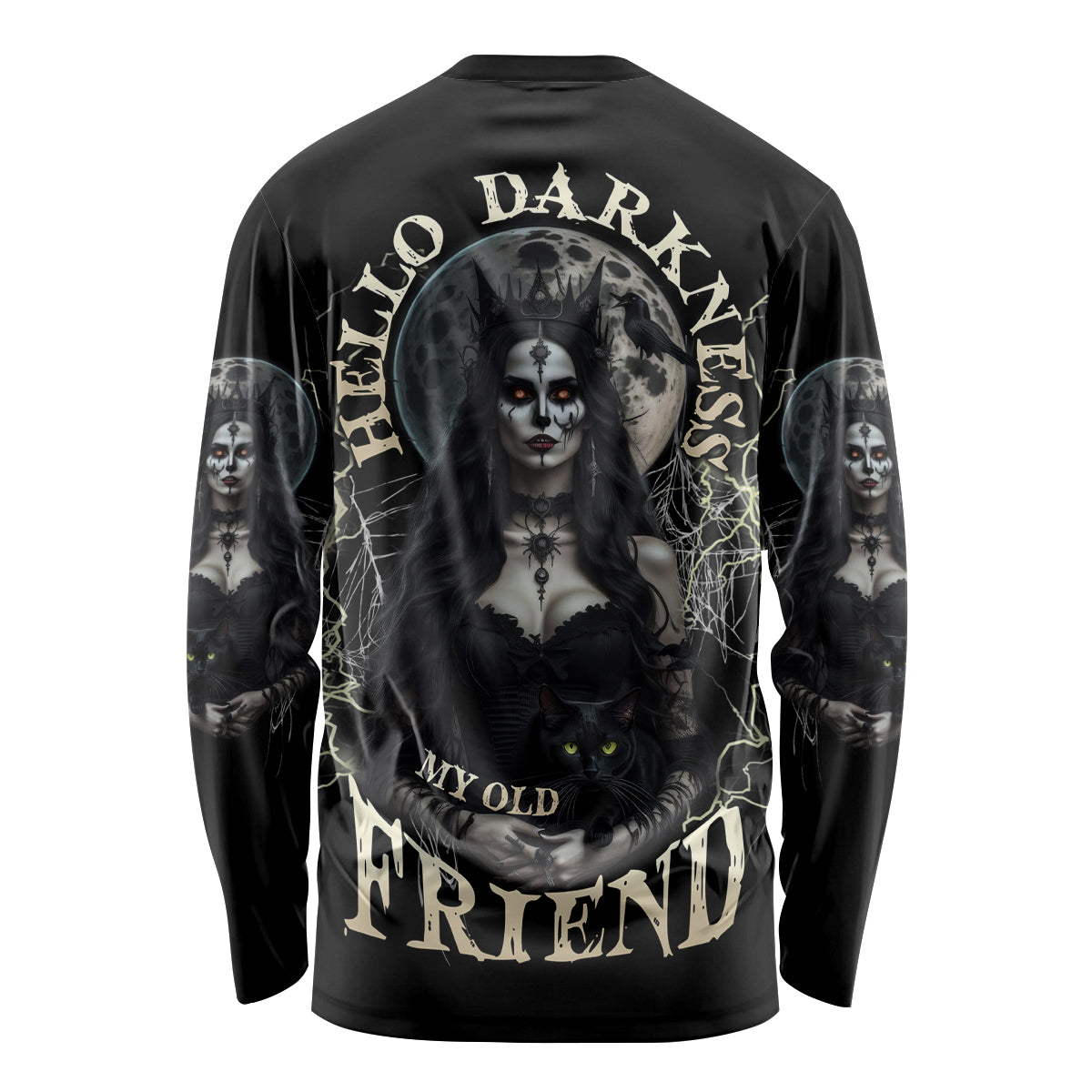 Hello Darkness My Old Friend Halloween Witch Long Sleeve Shirt - Wonder Print Shop