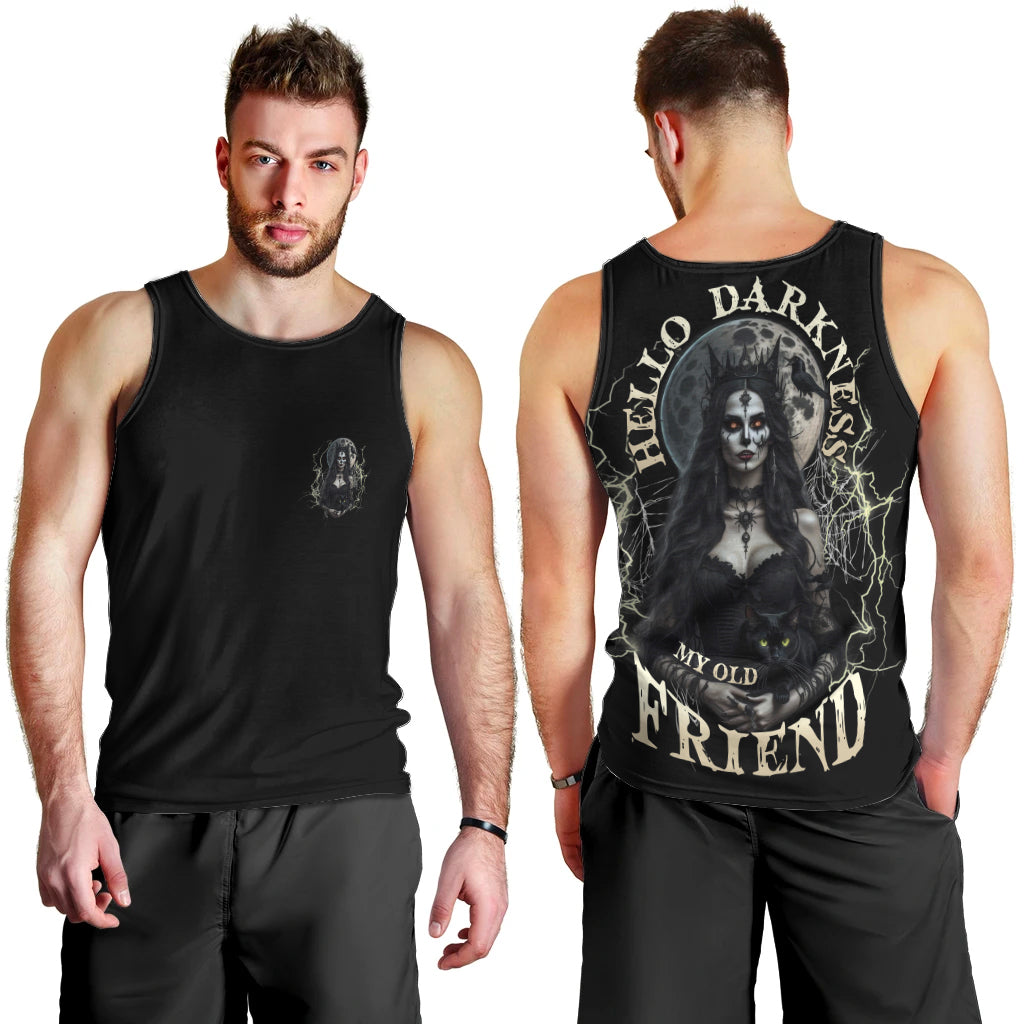 Hello Darkness My Old Friend Halloween Witch Men Tank Top - Wonder Print Shop