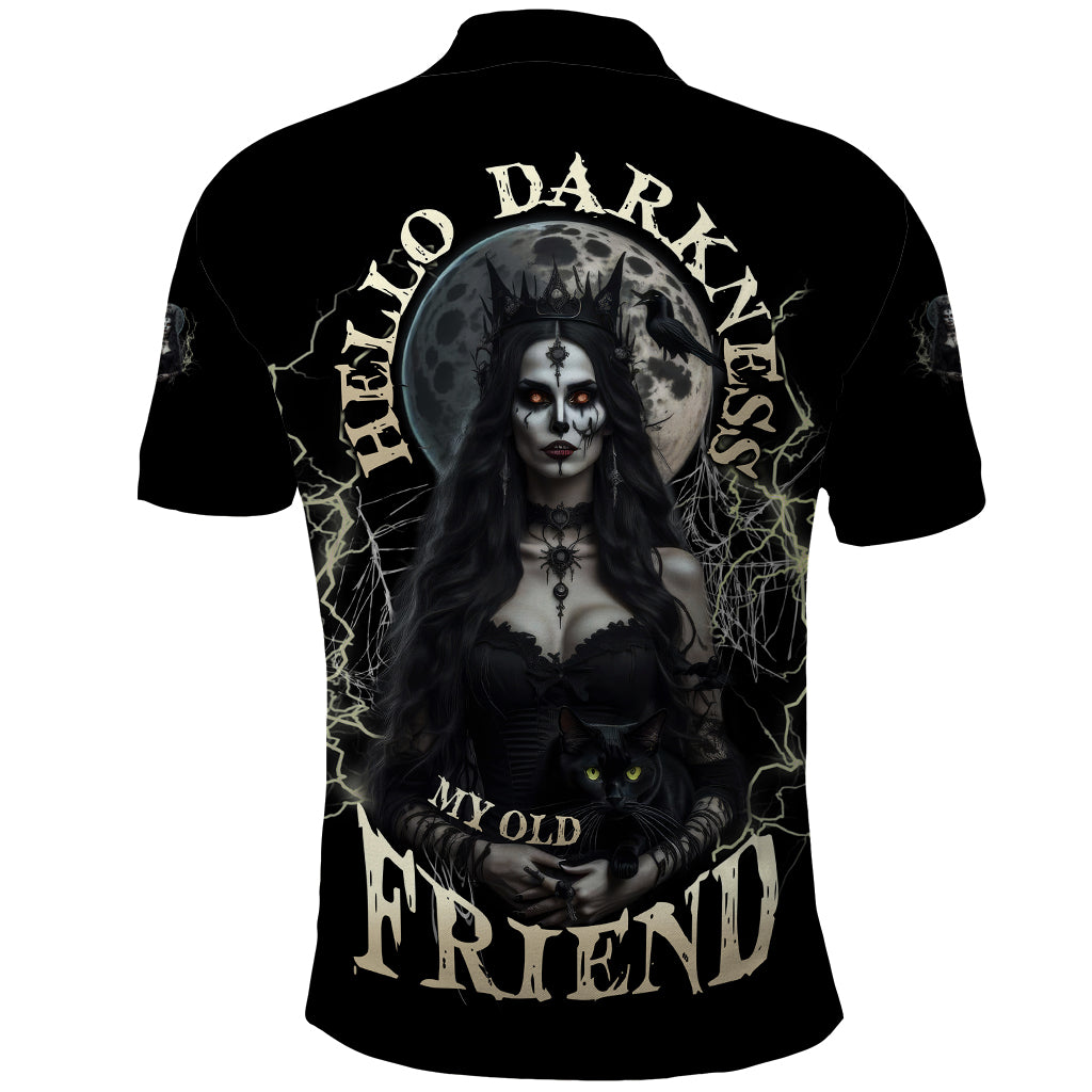 Hello Darkness My Old Friend Halloween Witch Polo Shirt - Wonder Print Shop