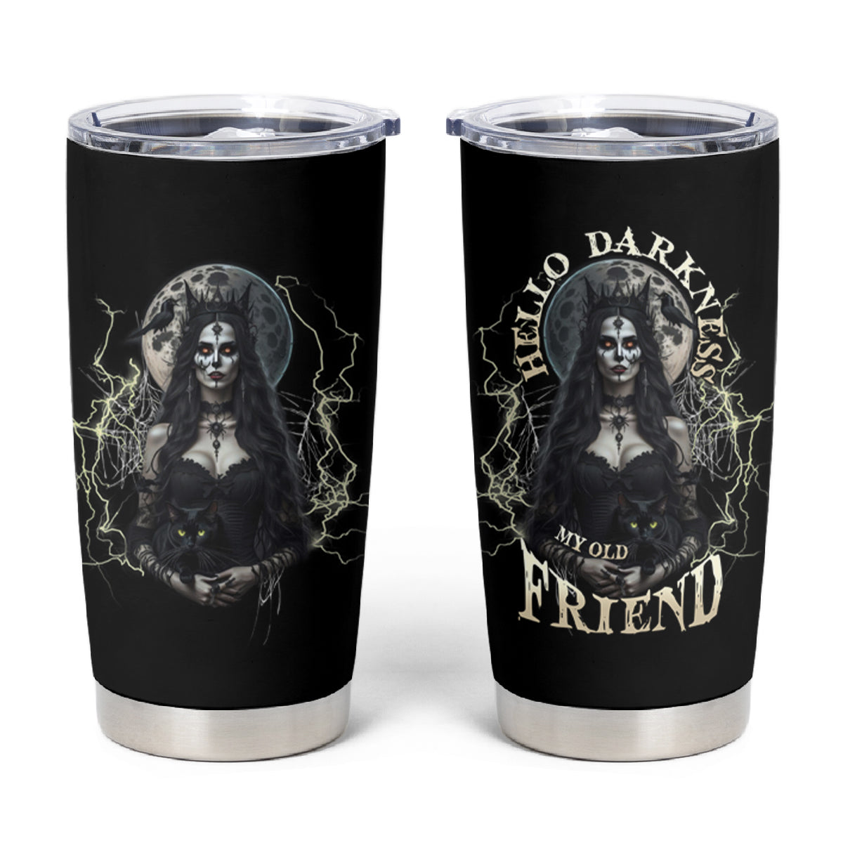 Hello Darkness My Old Friend Halloween Witch Tumbler Cup - Wonder Print Shop