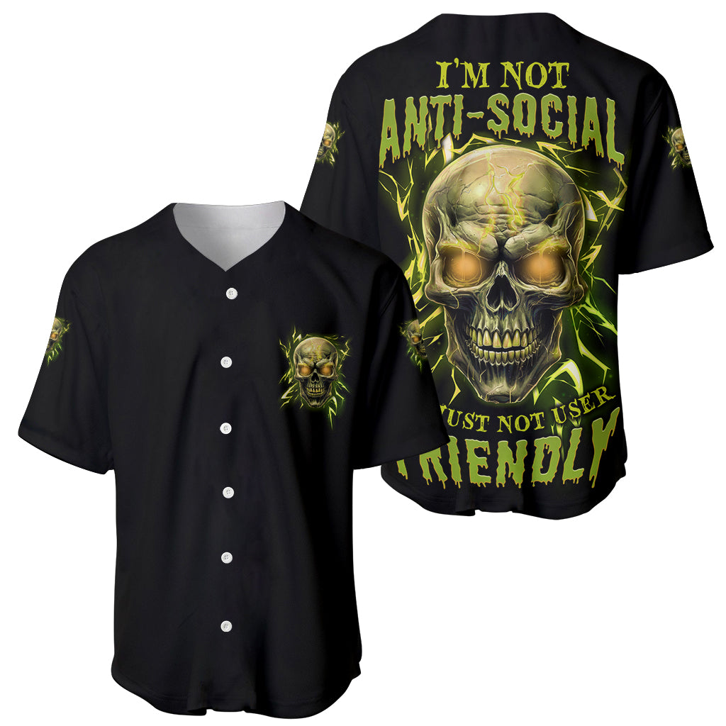 I'm Not Anti-social Mad Skull Baseball Jersey - Wonder Print Shop