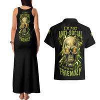 I'm Not Anti-social Mad Skull Couples Matching Tank Maxi Dress and Hawaiian Shirt - Wonder Print Shop