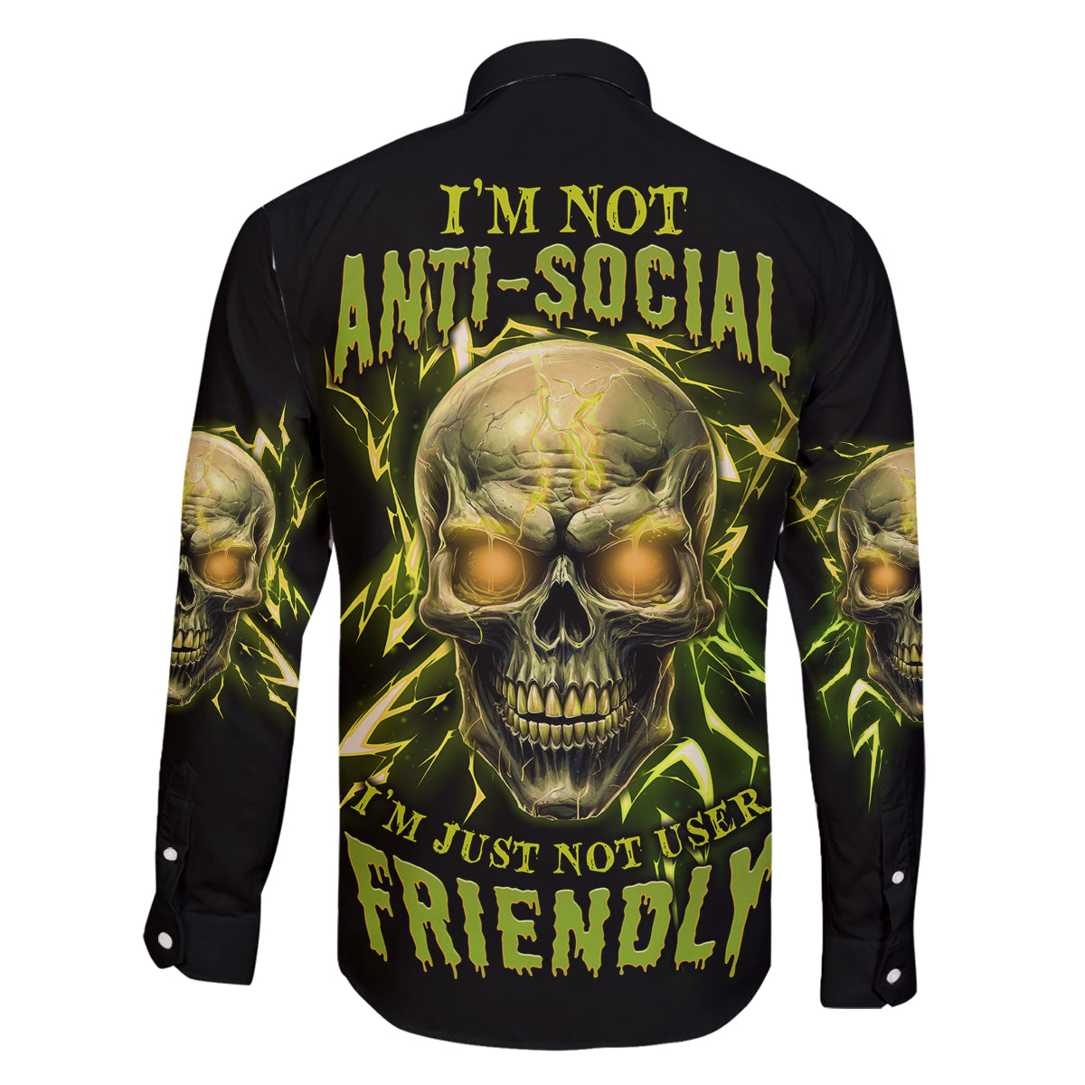 I'm Not Anti-social Mad Skull Family Matching Long Sleeve Bodycon Dress and Hawaiian Shirt - Wonder Print Shop