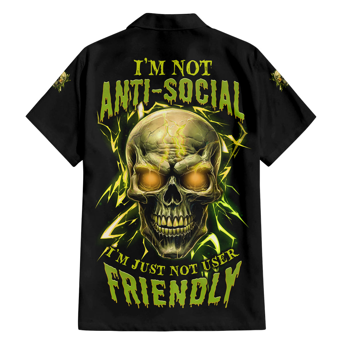 I'm Not Anti-social Mad Skull Family Matching Puletasi Dress and Hawaiian Shirt - Wonder Print Shop