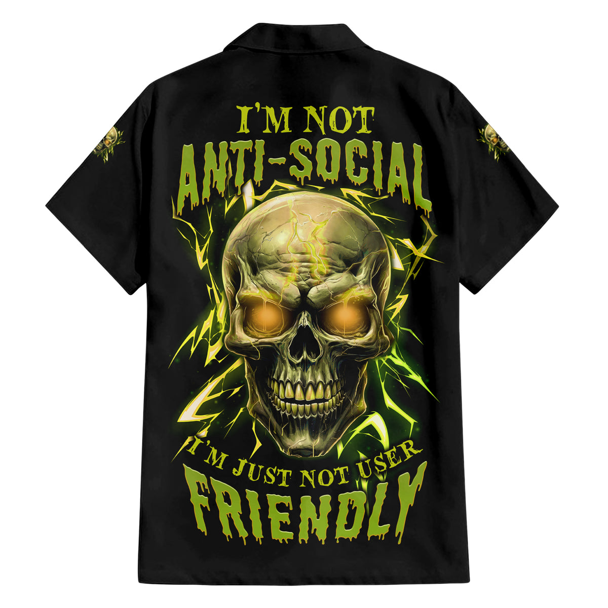 I'm Not Anti-social Mad Skull Family Matching Short Sleeve Bodycon Dress and Hawaiian Shirt - Wonder Print Shop