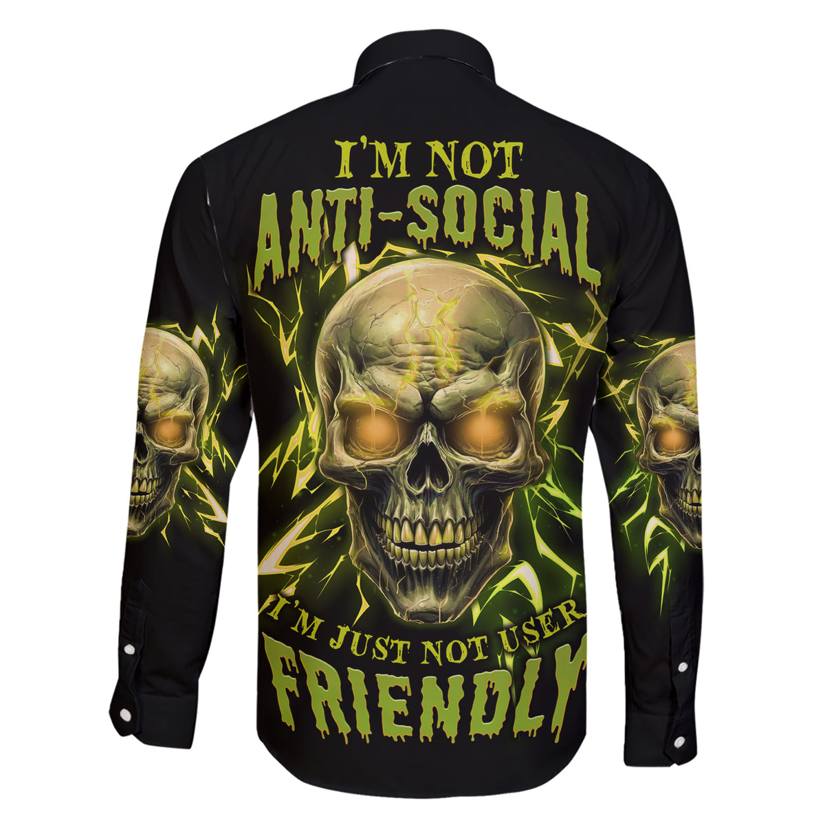 I'm Not Anti-social Mad Skull Family Matching Short Sleeve Bodycon Dress and Hawaiian Shirt - Wonder Print Shop