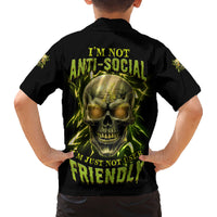 I'm Not Anti-social Mad Skull Family Matching Summer Maxi Dress and Hawaiian Shirt - Wonder Print Shop