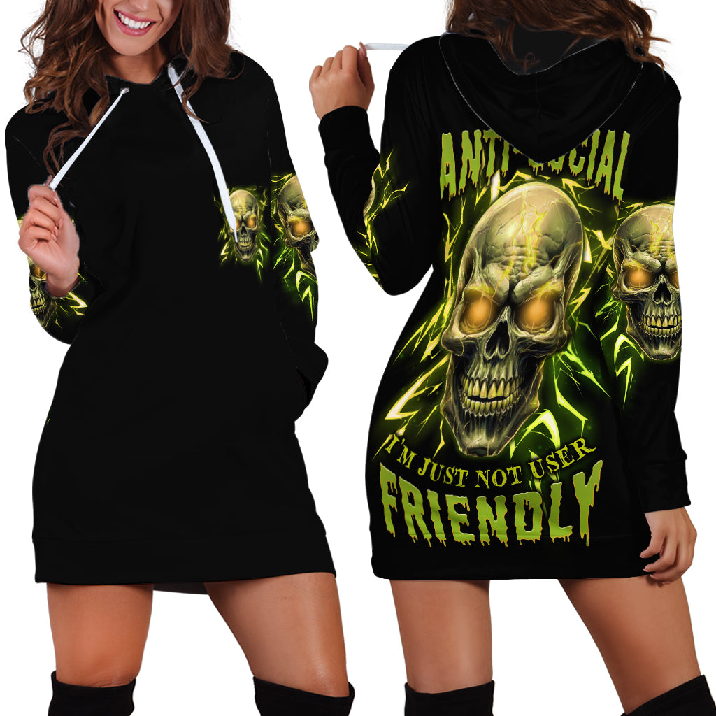 I'm Not Anti-social Mad Skull Hoodie Dress - Wonder Print Shop