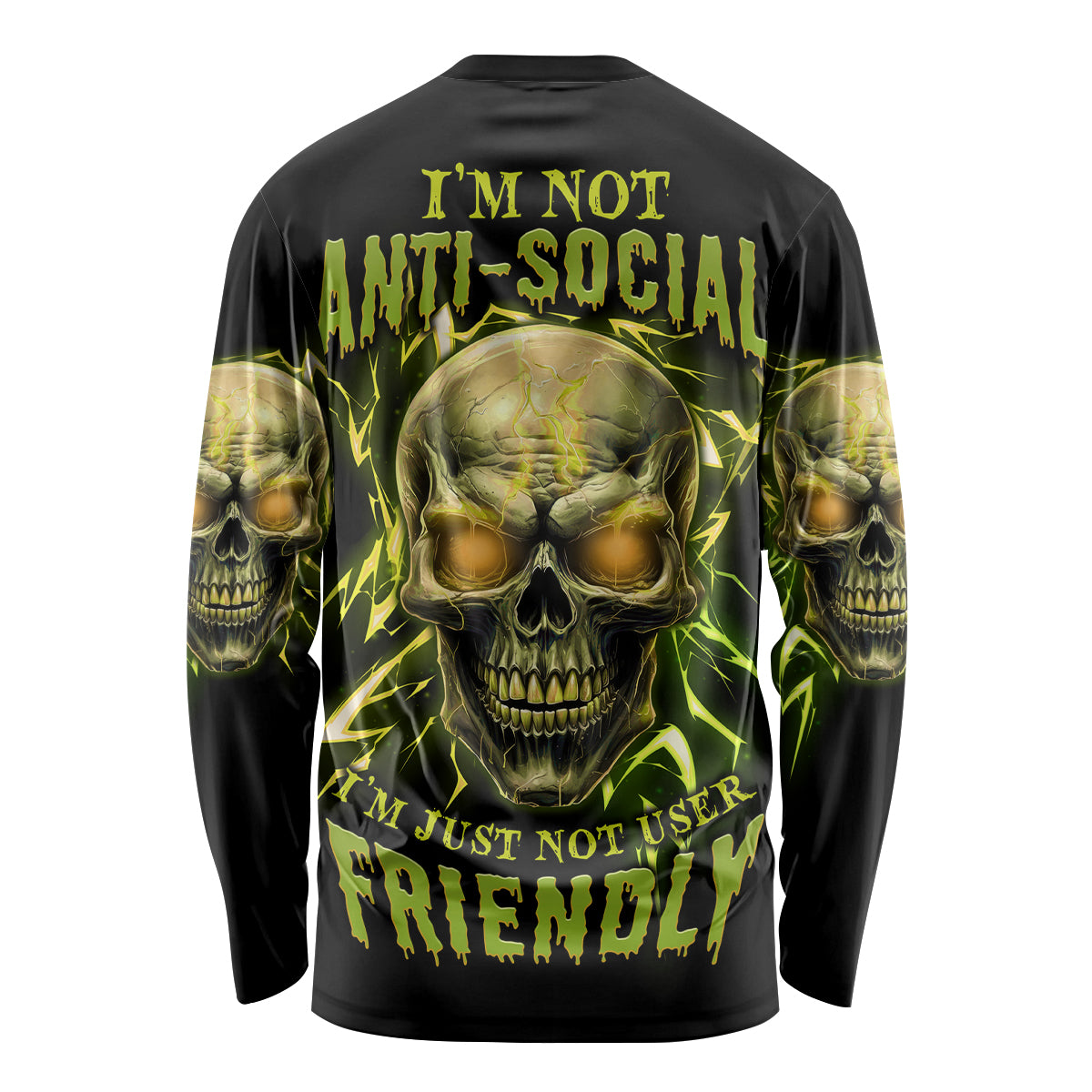 I'm Not Anti-social Mad Skull Long Sleeve Shirt - Wonder Print Shop