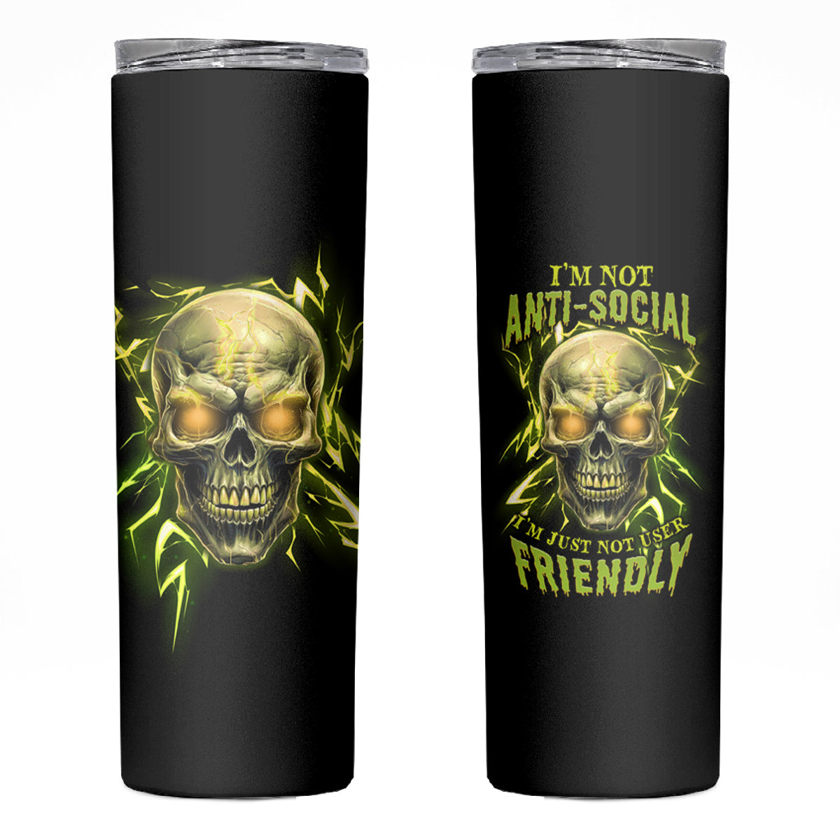 I'm Not Anti-social Mad Skull Skinny Tumbler - Wonder Print Shop
