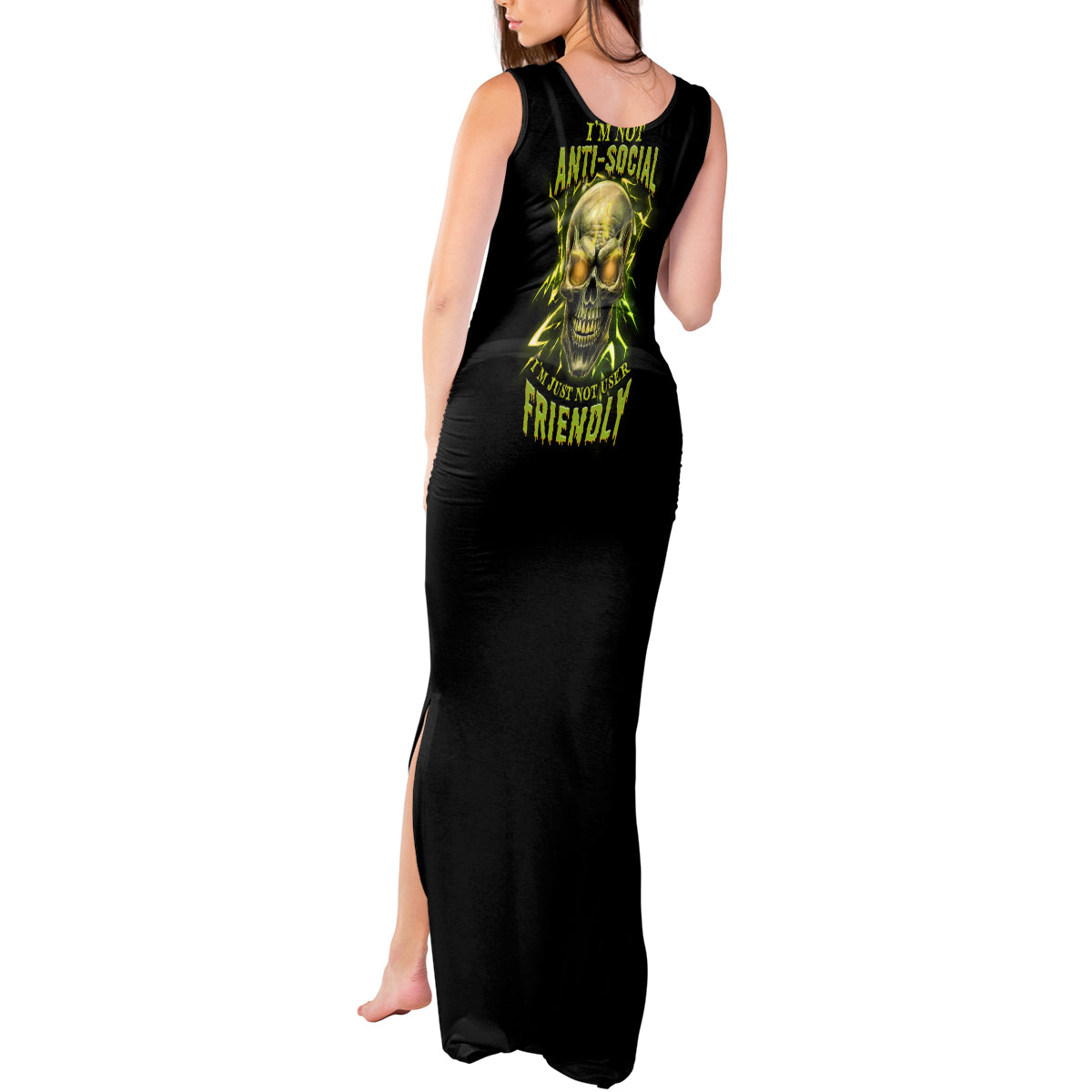 I'm Not Anti-social Mad Skull Tank Maxi Dress - Wonder Print Shop