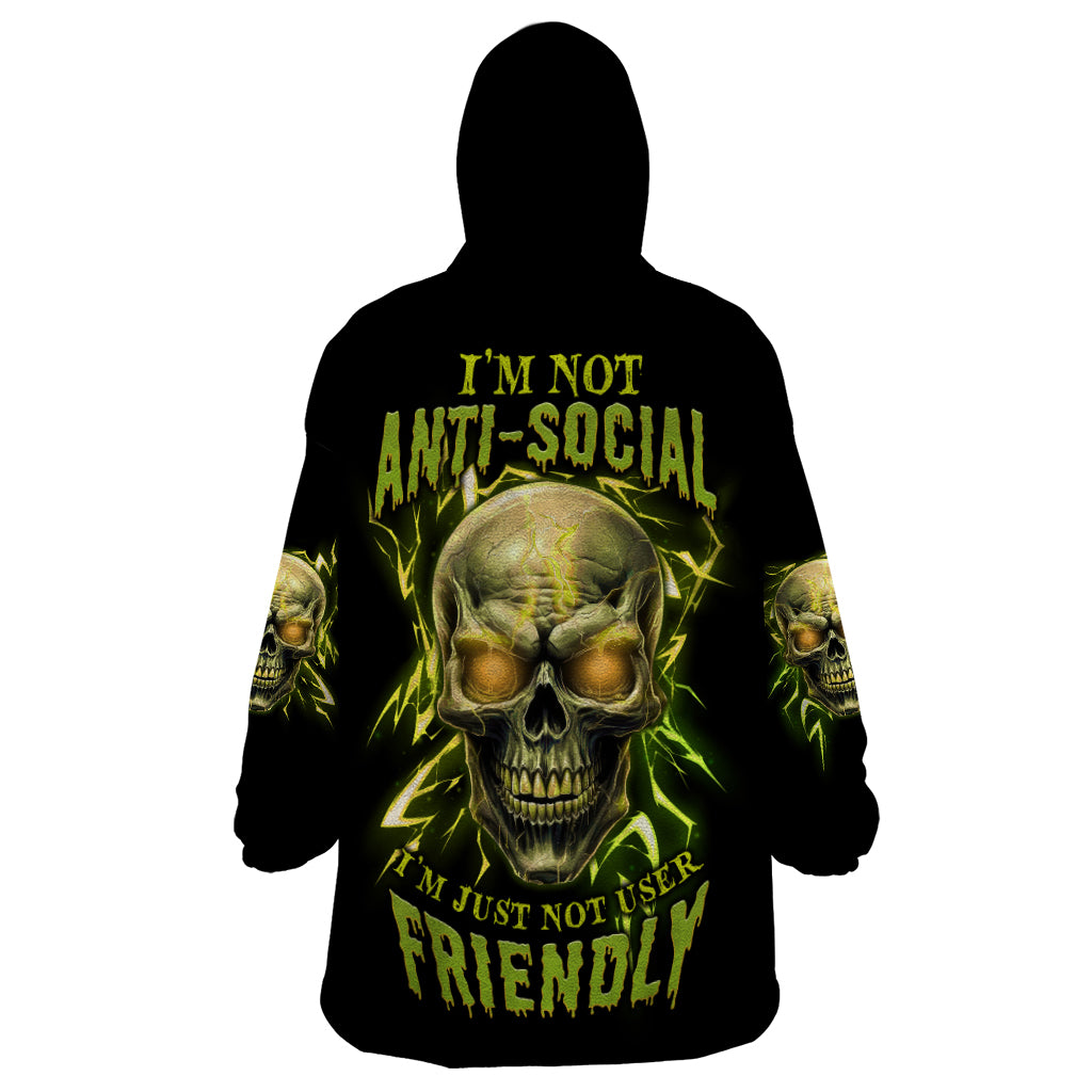 I'm Not Anti-social Mad Skull Wearable Blanket Hoodie - Wonder Print Shop